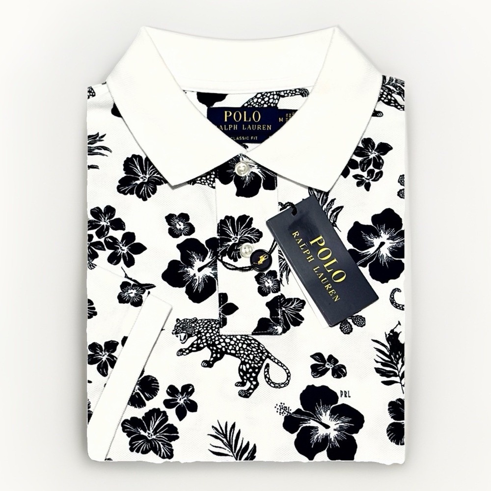 Polo Ralph Lauren Mens M Classic Fit Tropical Leopard Jaguar Mesh Polo Shirt NWT